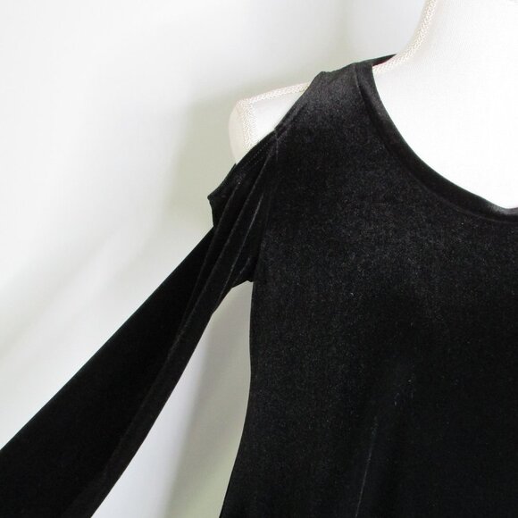 The Vanity Room Black Velvet Cold Shoulder Dress S - Picture 4 of 11